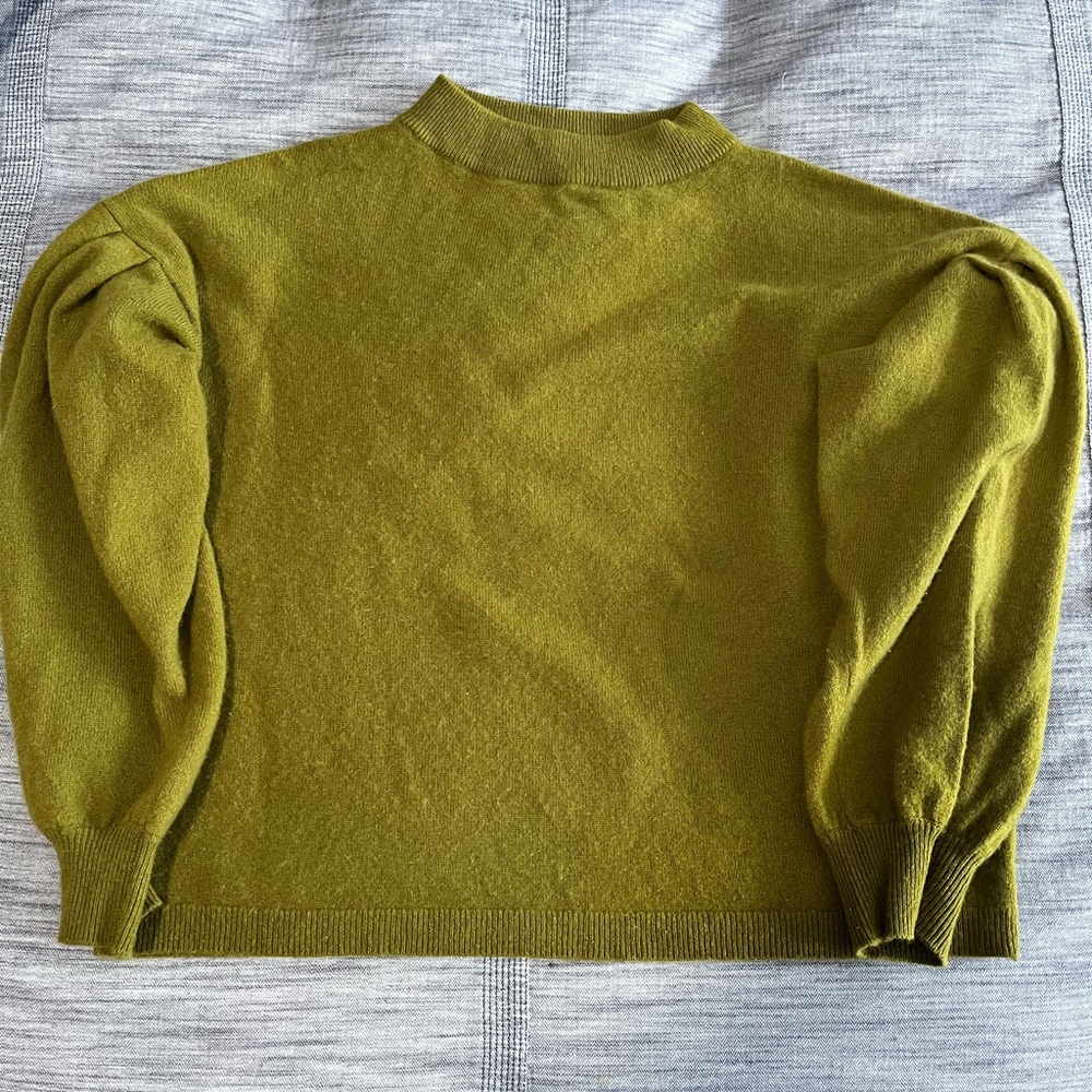 Garnet Hill Olive Green Odette Cashmere Sweater - Picture 4 of 8